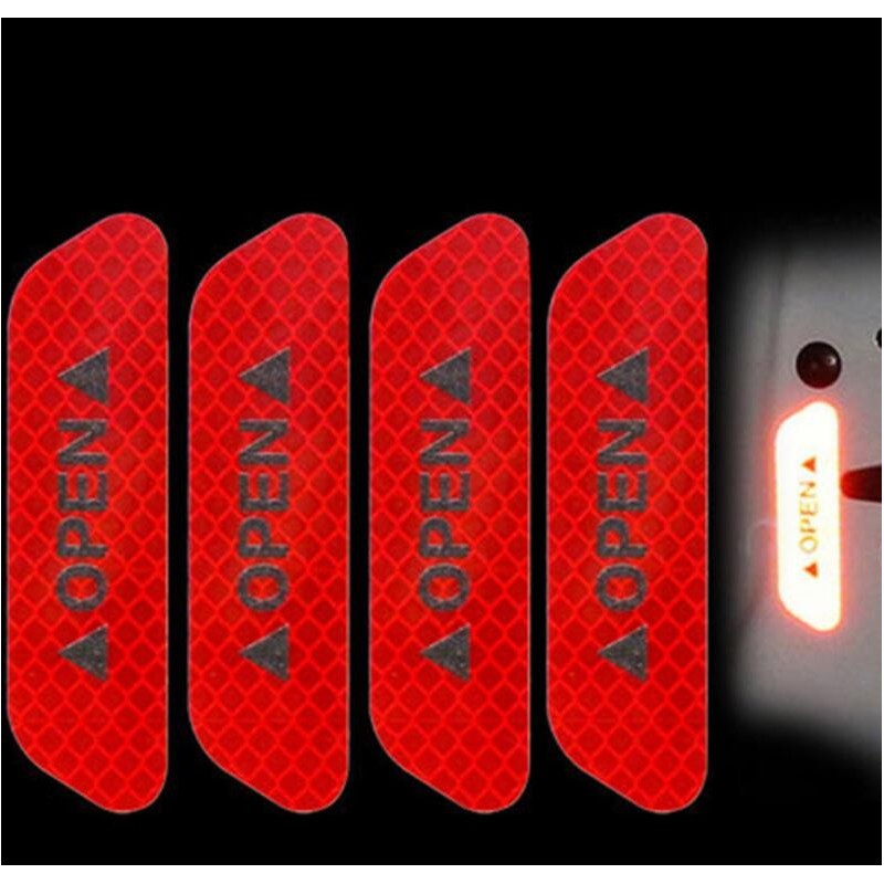 OPEN - anti-collision warning stickers for car doors - reflective 4 piecesStickers