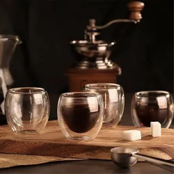 4 sztuki - Żaroodporny - Szklany kubek z podwójnymi ściankami - Szkło - Herbata - Espresso - KawaPodgrzewacze da kubka