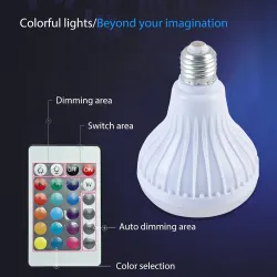 E27 - LED - RGB - Głośnik Bluetooth - żarówka muzyczna z pilotemE27