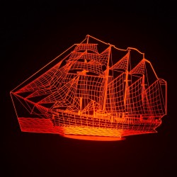 3D Statek Akryl Optyczny LED Nocna LampkaŚwiatła