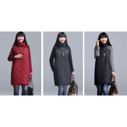 Turtleneck Loose Patchwork Tunic Winter DressDresses