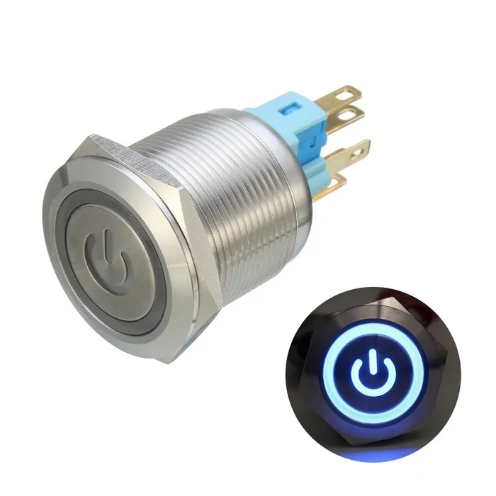 6 Pin 22mm 12V Led - metalowy przycisk zatrzaskowyPrzełączniki