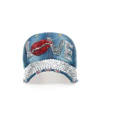 Vintage - Jeans Baseball cap with rhinestones - hat - cottonHats & Caps