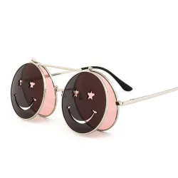 Steampunk Vintage Okrągłe Podwójne Soczewki Okulary Przeciwsłoneczne UnisexOkulary Przeciwsłoneczne