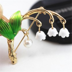 Lily of the valley & pearl - broochBrooches