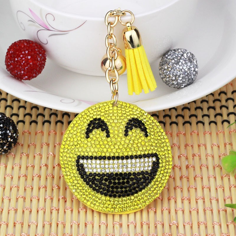Kryształowa Emoji Buźka Breloczek Do KluczyBreloczki Do Kluczy
