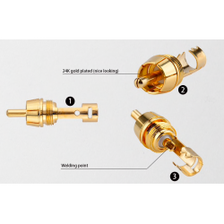 Gold plated RCA male plug adapter video & audio wire connector 2 pcsPlugs