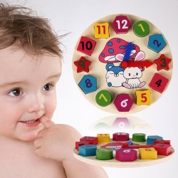 Drewniany zegar - puzzle z 12 liczbami - zabawkaDrewniane
