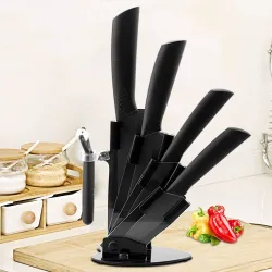 Ceramic knives set - peeler - holderCeramic