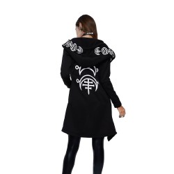 Styl Gothic & Punk styl - długi sweter - luźna bluza z kapturem - bawełnianaPlus