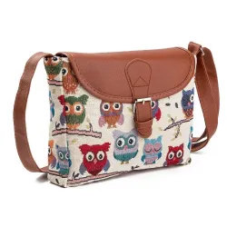 Printed Owls - crossbody shoulder small bagBags