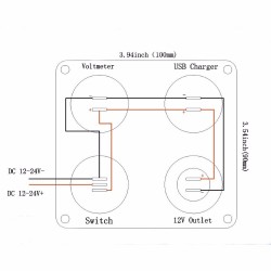 Dual USB socket charger 2.1A+2.1A + 12V & ON-OFF switch LED voltmeter 4 in 1 charger panel for car & motorcycleDiagnosis