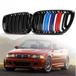 Front bumper grill - 2 line slat M color 3 colors for BMW 3 Series E46 4-door 2 pcsGrilles