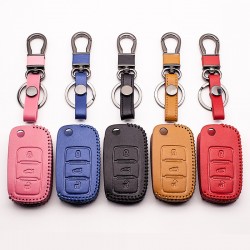 Car key leather cover for Volkswagen Polo B5, B6, Golf 4, 5, 6, Jetta, MK6, TiguanKeys