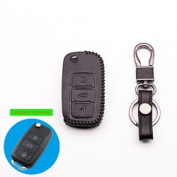 Car key leather cover for Volkswagen Polo B5, B6, Golf 4, 5, 6, Jetta, MK6, TiguanKeys