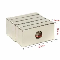N35 strong neodymium cuboid magnet 20 * 10 * 4mm with 4mm hole 5 pcsN35