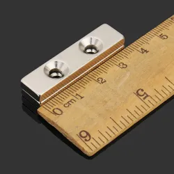 N35 strong neodymium magnet block 40 * 10 * 4mm - countersunk with 2 holes 2pcsN35