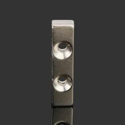 N35 strong neodymium magnet block 40 * 10 * 4mm - countersunk with 2 holes 2pcsN35