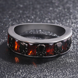 Crystal red retro gothic ring with skulls - unisexRings