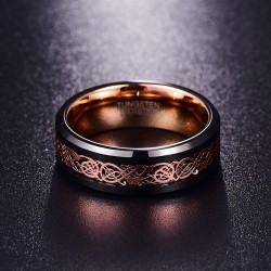 Tungsten Steel - rose gold dragon - ringRings