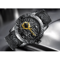 Luxury waterproof watch with dragon sculptureWatches