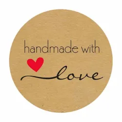 Handmade with Love - natural kraft paper - round stickers - 500 piecesAdhesives & Tapes