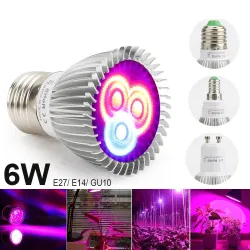 6W E27 E14 GU10 LED światło do hodowli roślin - hydroponiczneLampa Wzrostu