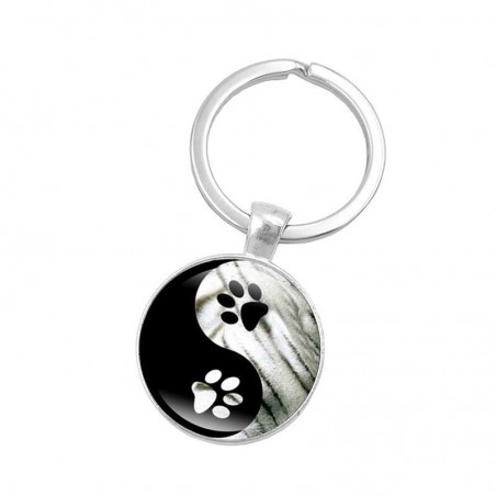 Yin Yang - szklany okrągły brelok do kluczyBreloczki Do Kluczy