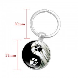 Yin Yang - szklany okrągły brelok do kluczyBreloczki Do Kluczy
