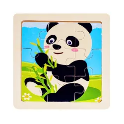 Drewniane puzzle 3D - zabawka edukacyjna - 11 * 11 cmEdukacja