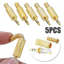 1/8" 3.5mm gold male plug coax cable - professional audio adapter connector 5 piecesPlugs