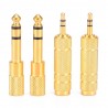 1/4" 6.35mm jack stereo gold cable - 6.5mm to 3.5mm - audio adapter - converter for headphone microphone 4 piecesPlugs