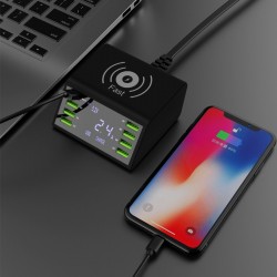 USB 60W LED display - multi-port wireless charger - quick charge 3.0Chargers