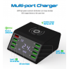 USB 60W LED display - multi-port wireless charger - quick charge 3.0Chargers