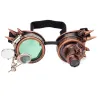 Okrągłe okulary w stylu gotyckim i steampunkowym - vintage gogle nitowe - ze światłemOkulary Przeciwsłoneczne