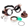 Okrągłe okulary w stylu gotyckim i steampunkowym - vintage gogle nitowe - ze światłemOkulary Przeciwsłoneczne