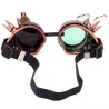 Okrągłe okulary w stylu gotyckim i steampunkowym - vintage gogle nitowe - ze światłemOkulary Przeciwsłoneczne