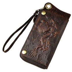 Design smoka - wielofunkcyjny skórzany portfel z paskiem & zamkiemPortfele