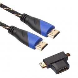 1m - 3m - wielofunkcyjny kabel mini HDMI do micro HDMI z mini adapterem - zestawKable