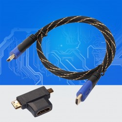 1m - 3m - wielofunkcyjny kabel mini HDMI do micro HDMI z mini adapterem - zestawKable