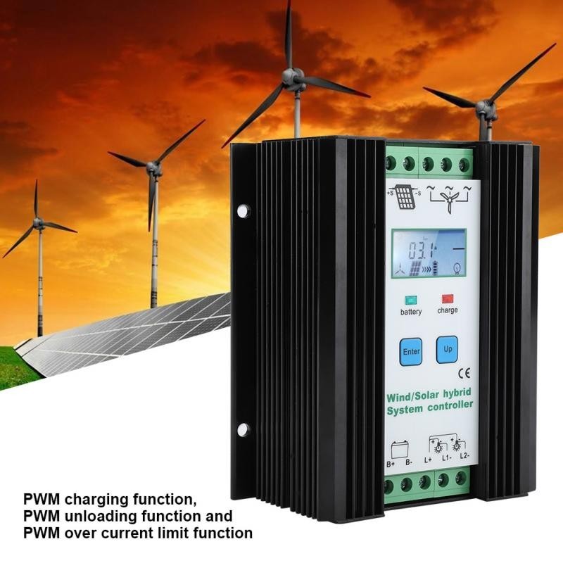 Hybrydowy kontroler wiatru i energii słonecznej 12V PWM - inteligentne sterowanie cyfrowe - regulator doładowaniaKontrolery