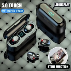 Bezprzewodowe słuchawki Bluetooth V5.0 F9 TWS - wyświetlacz LED - power bank 2000mAh - zestaw słuchawkowy z mikrofonemZestawy...