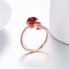 Gold & silver ring with red rose - adjustableRings