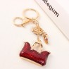 Two crystal red bags & high-heeled shoe - keychainKeyrings