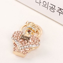Gold crystal perfume bottle - keychainKeyrings