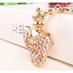 Gold crystal perfume bottle - keychainKeyrings