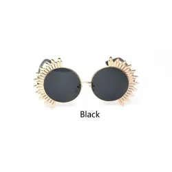 Okrągłe okulary przeciwsłoneczne w stylu vintage z nitami - UV 400Okulary Przeciwsłoneczne