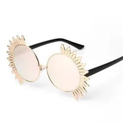 Okrągłe okulary przeciwsłoneczne w stylu vintage z nitami - UV 400Okulary Przeciwsłoneczne