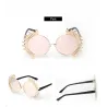 Okrągłe okulary przeciwsłoneczne w stylu vintage z nitami - UV 400Okulary Przeciwsłoneczne
