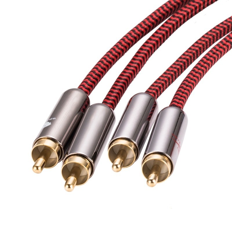 Kabel audio HiFi - 2 RCA do 2 RCA - kabel pleciony OFC - 1m - 2m - 3m - 5m - 8m - 10m - 12m - 15mKable